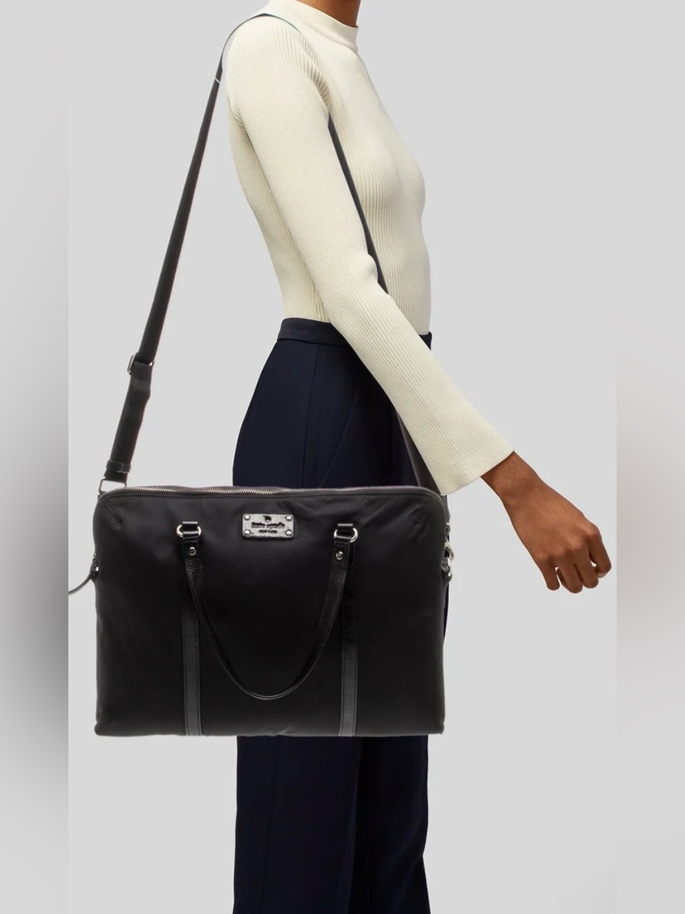 Kate Spade EUC Black Nylon and Leather Convertible Laptop/Tablet Bag - Picture 8 of 9
